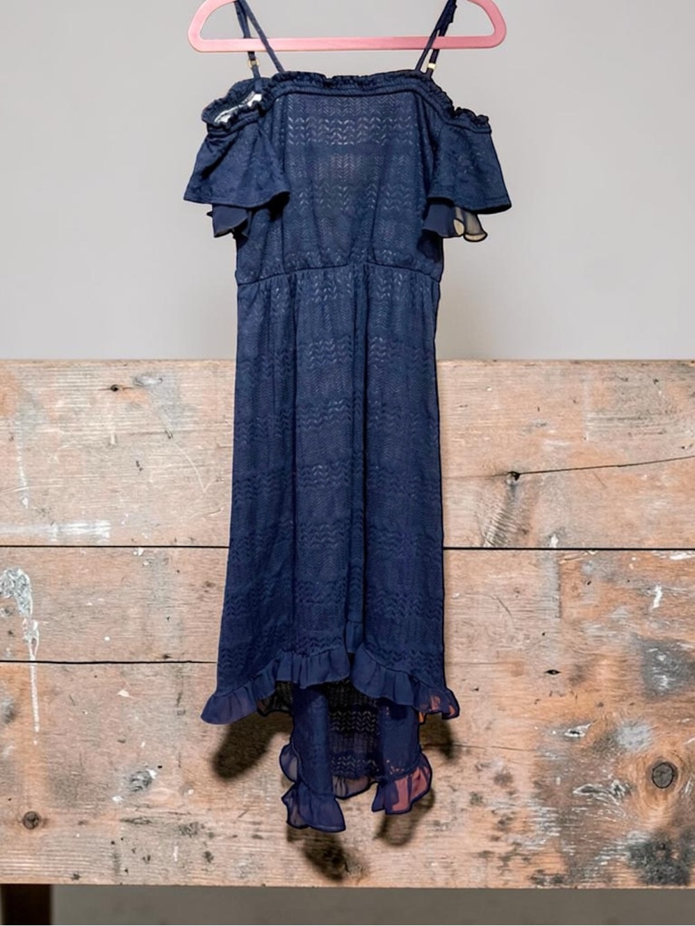 Girls 8 navy long flowy lace dress